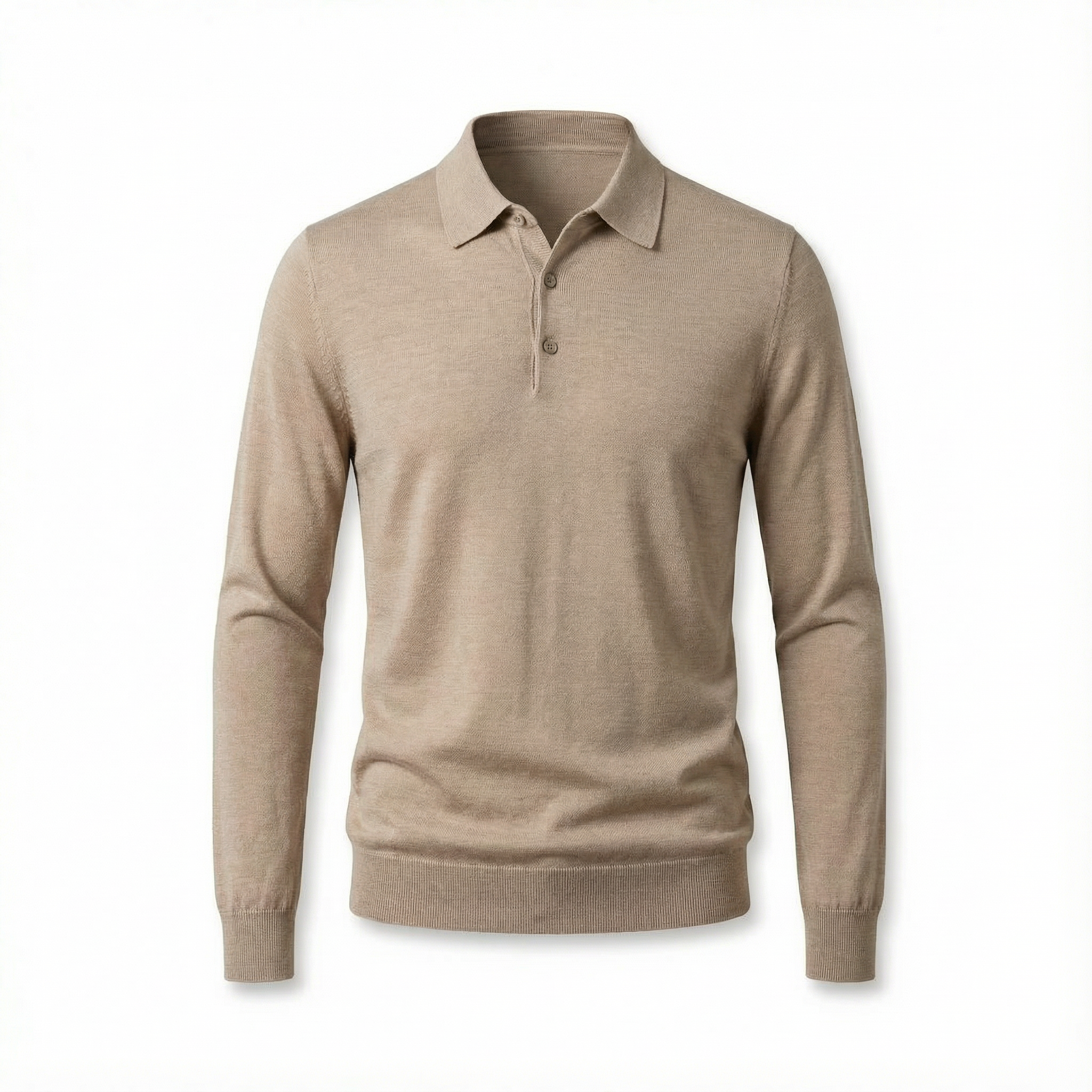 100% Merino Wool Polo Shirt Beige