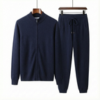 Merino Wool Knit Two-Piece Set Navy