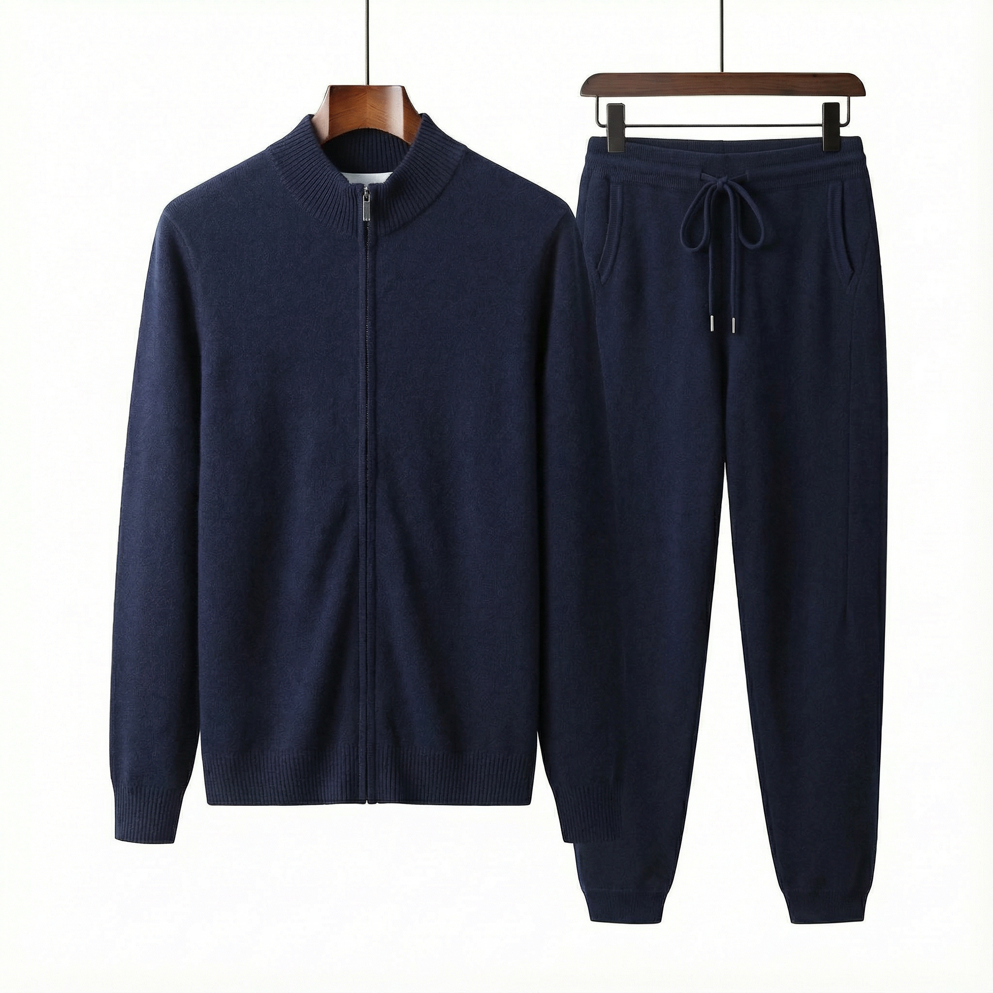Merino Wool Knit Two-Piece Set Navy