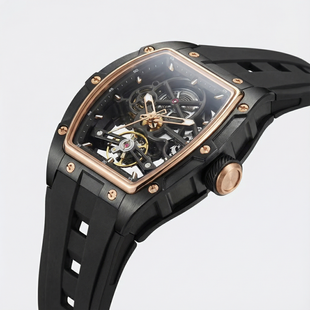Valentier Genève Spectre S2 — Black Gold Skeleton Tonneau Chronographe