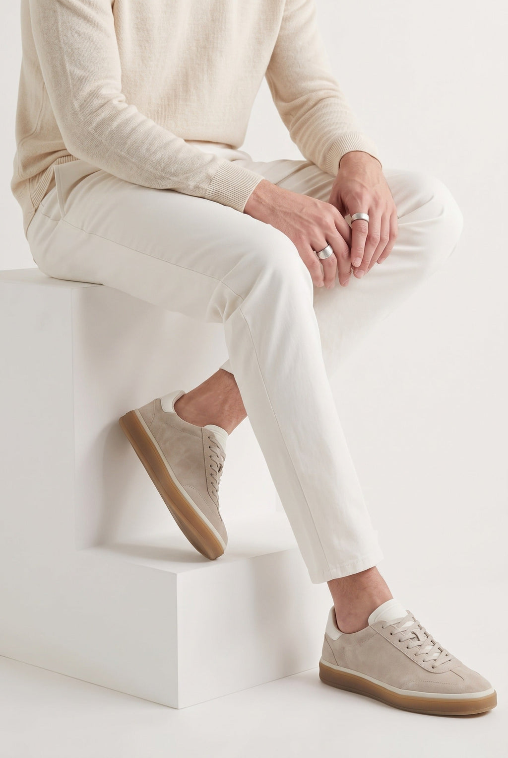 The Cannes Suede Sneaker in Beige