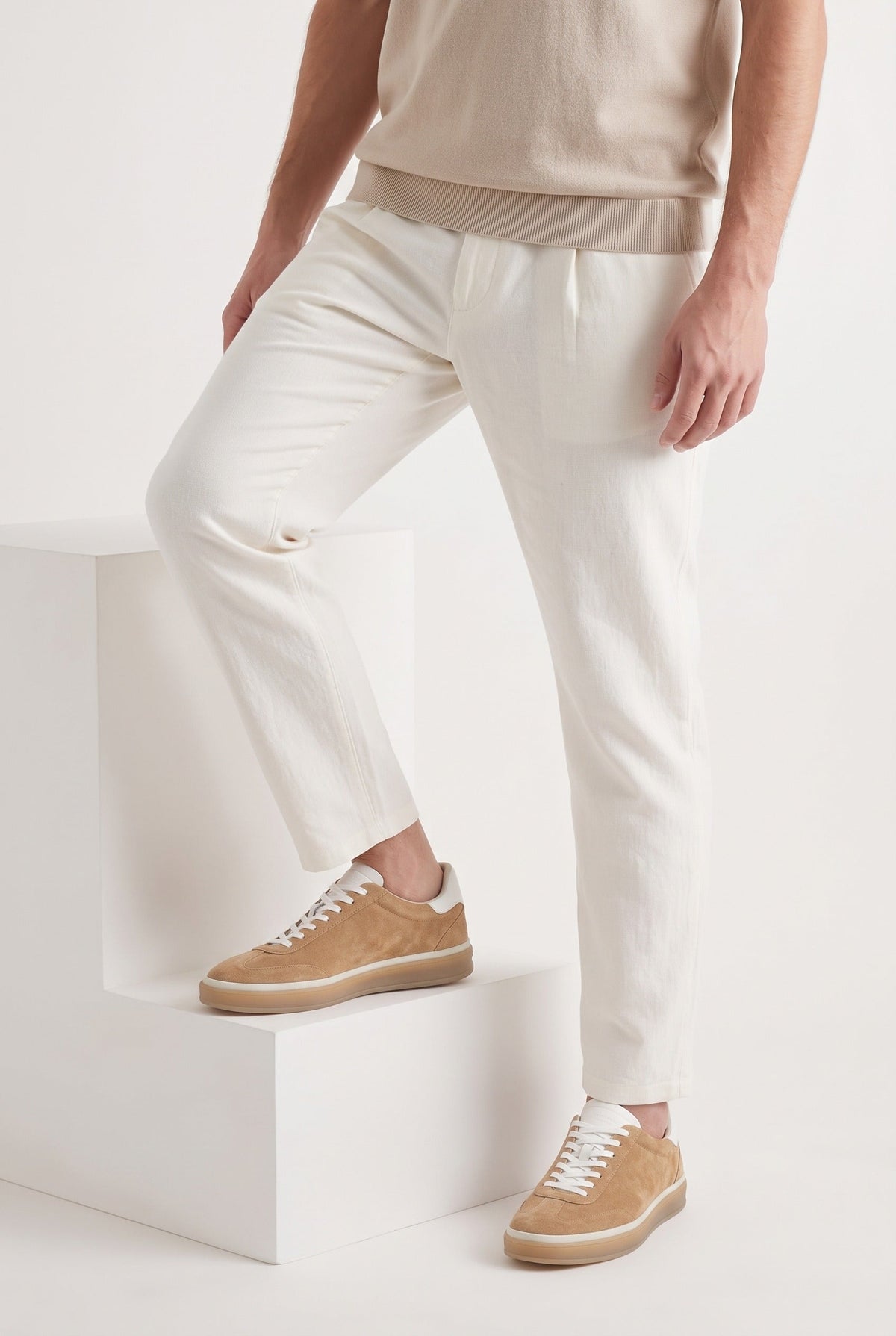 The Cannes Suede Sneaker in Camel Tan