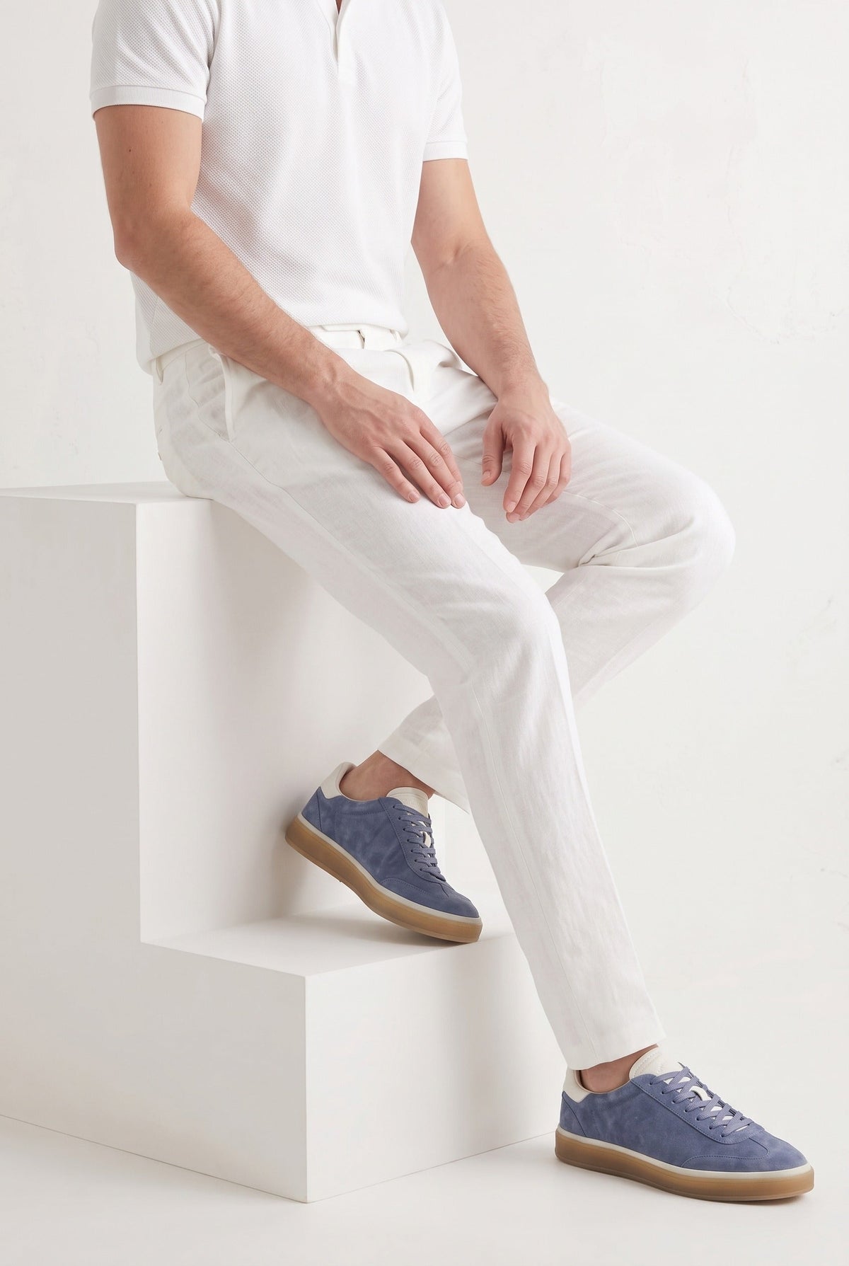 The Cannes Suede Sneaker in Dusty Blue