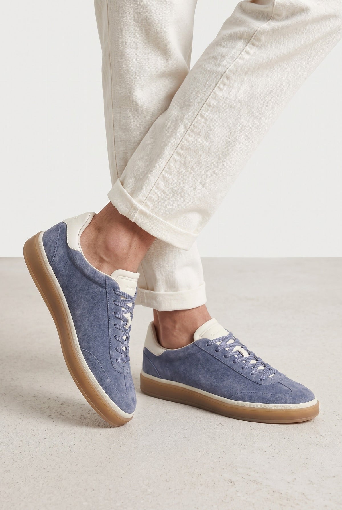 The Cannes Suede Sneaker in Dusty Blue