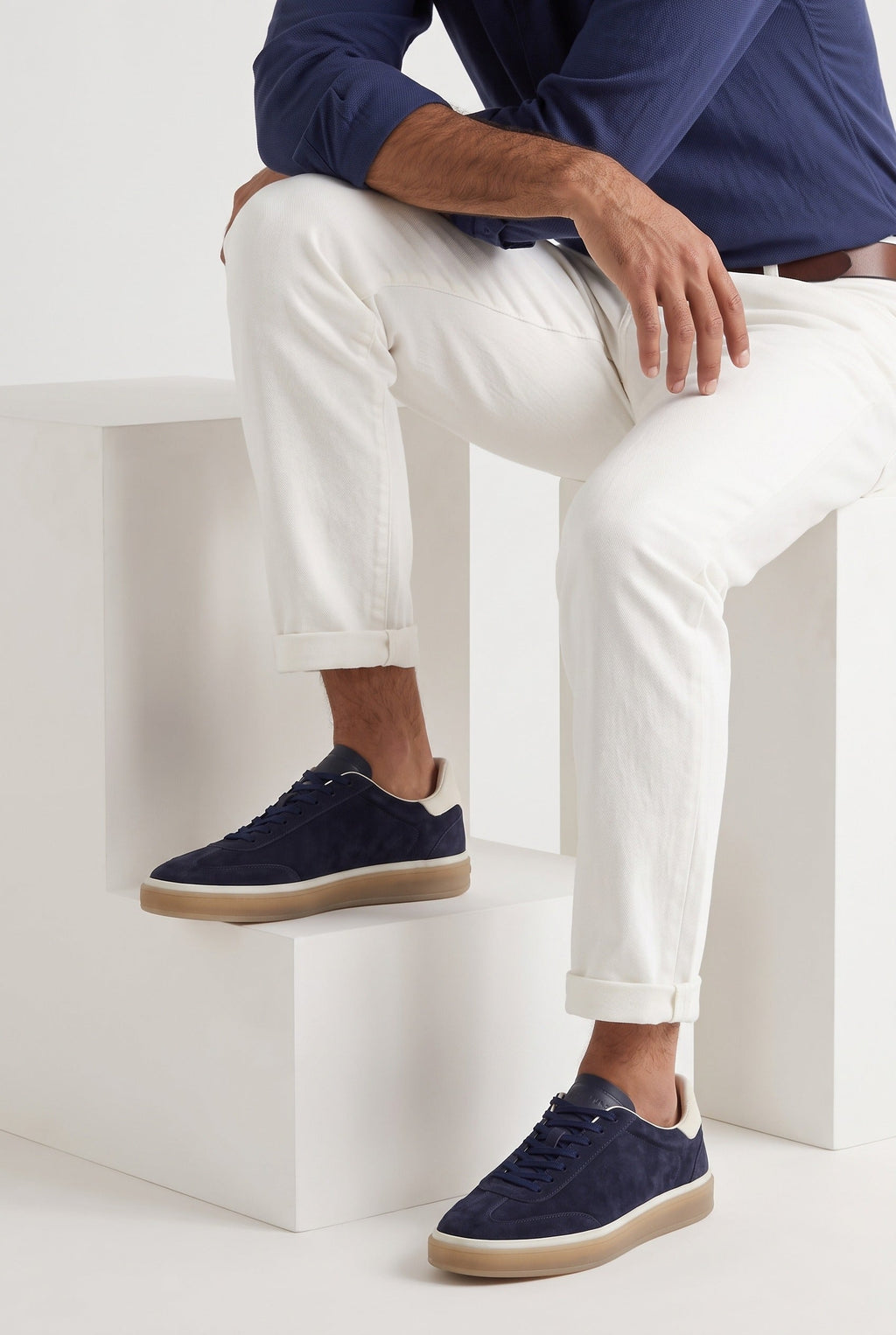 The Cannes Suede Sneaker in Navy