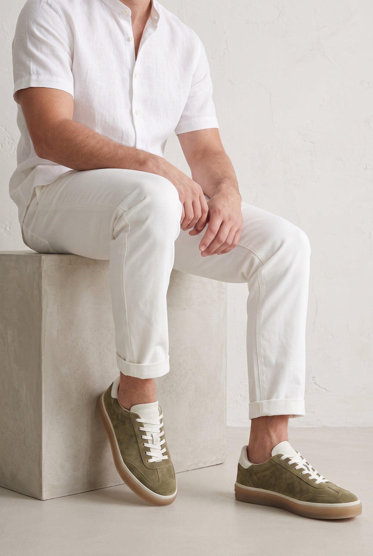 The Cannes Suede Sneaker in Sage Olive