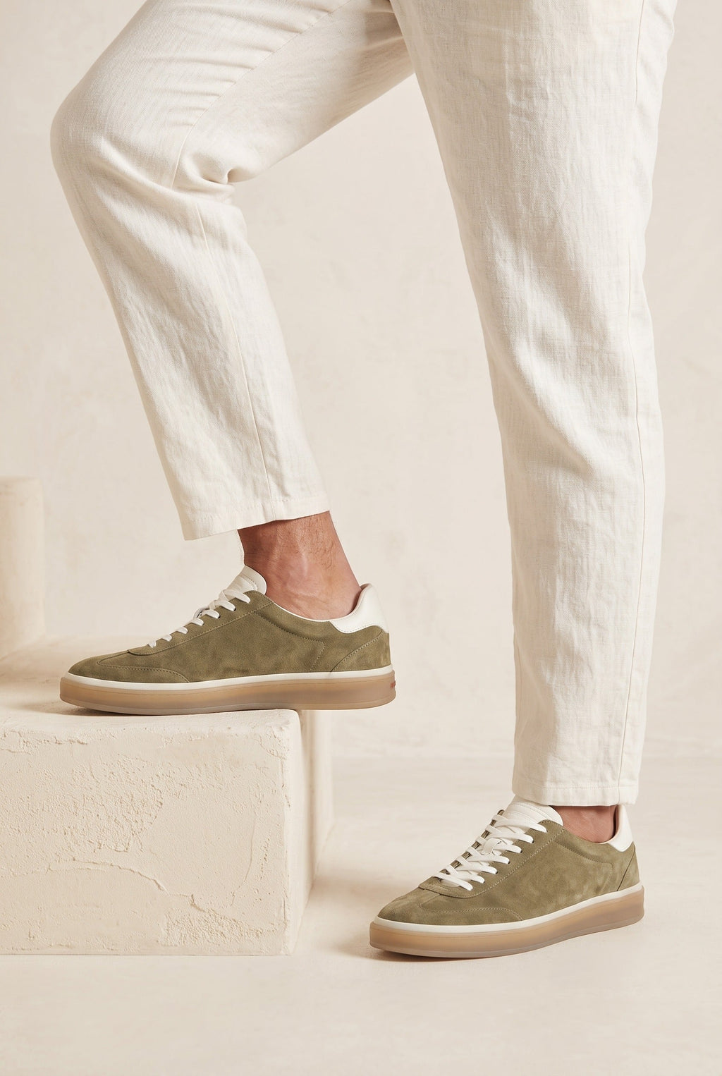 The Cannes Suede Sneaker in Sage Olive