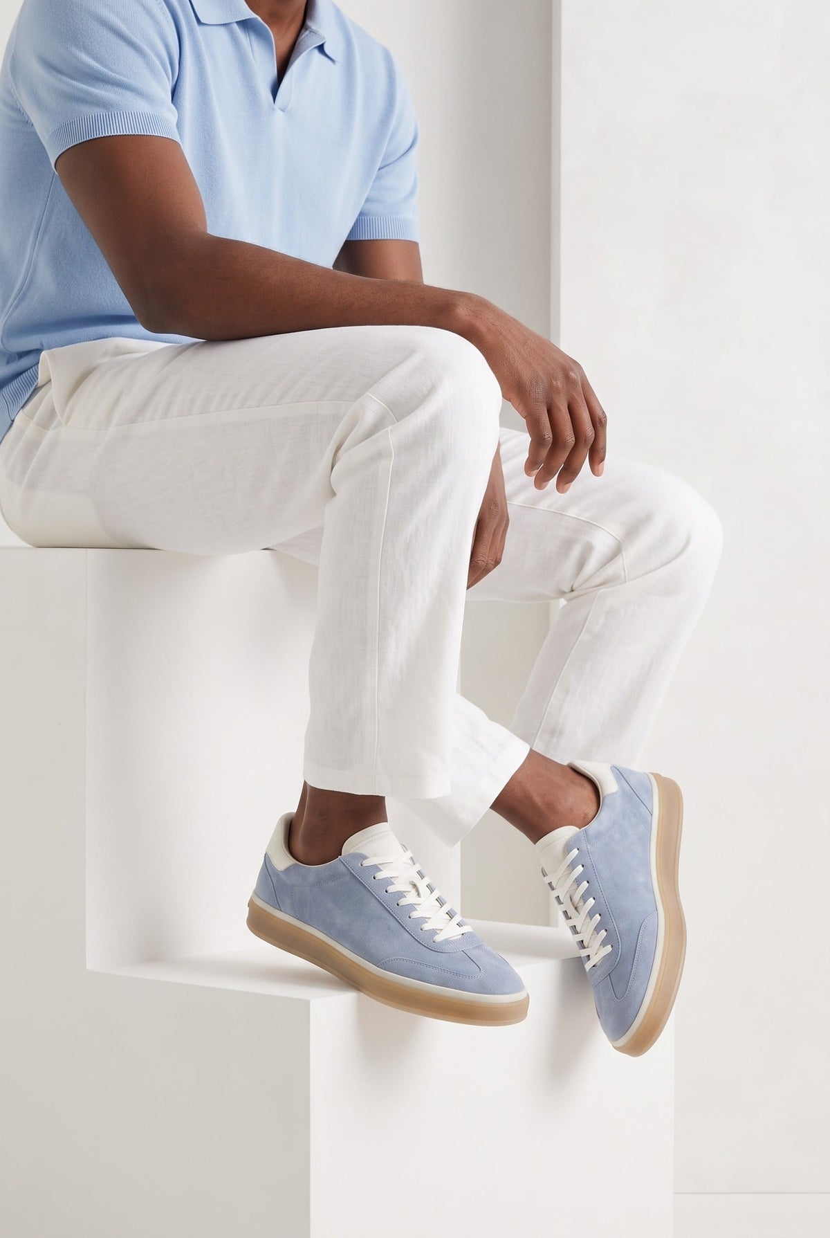 The Cannes Suede Sneaker in Sky Blue
