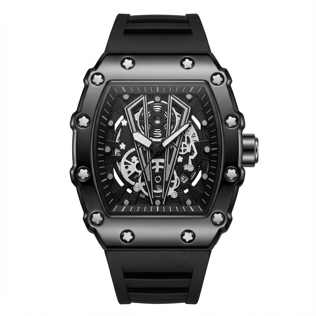 Valentier Genève Spectre S1 — Black Titanium Skeleton Tonneau Chronographe