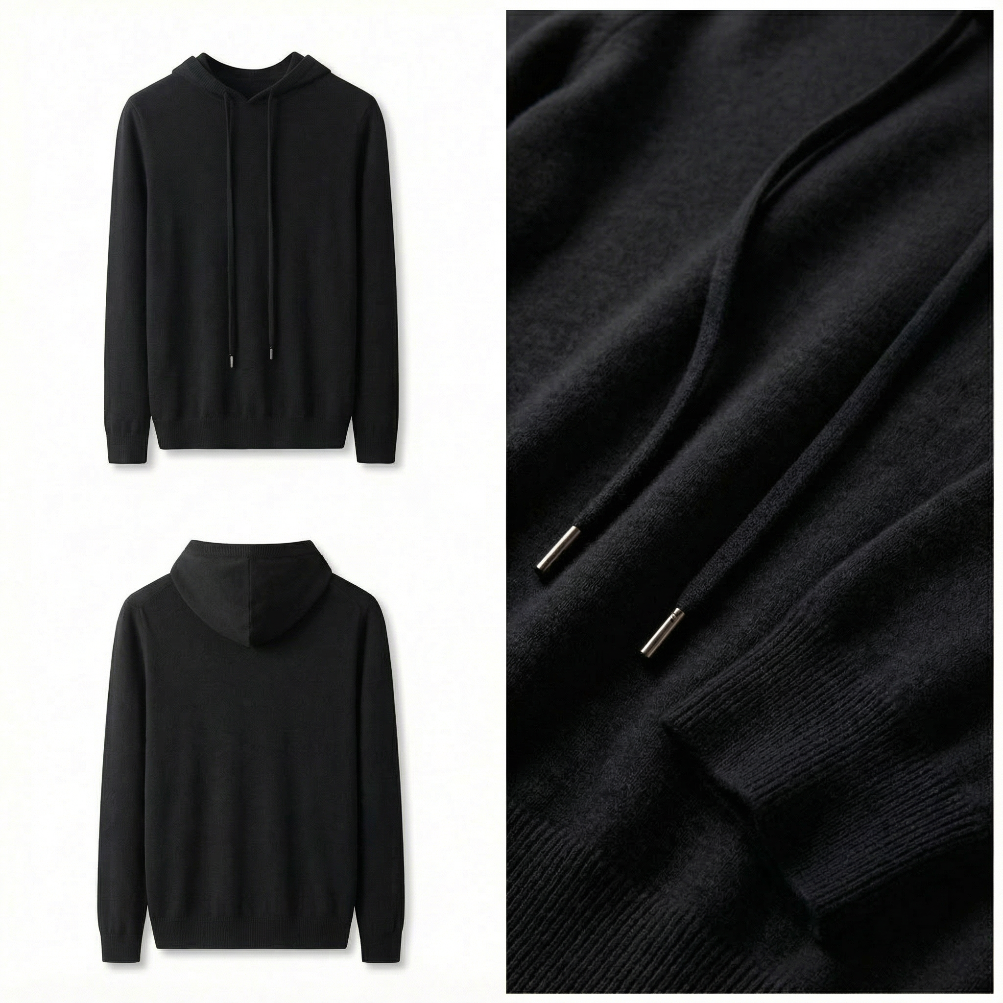 Pure Cashmere Hoodie Black