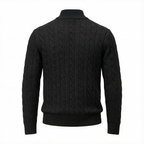 Silk–Cotton Cable Knit Half-Zip Black