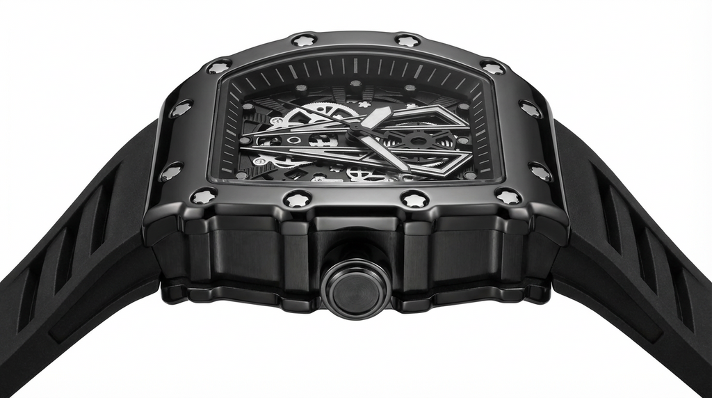 Valentier Genève Spectre S1 — Black Titanium Skeleton Tonneau Chronographe