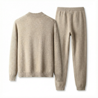 Merino Wool Knit Two-Piece Set Beige