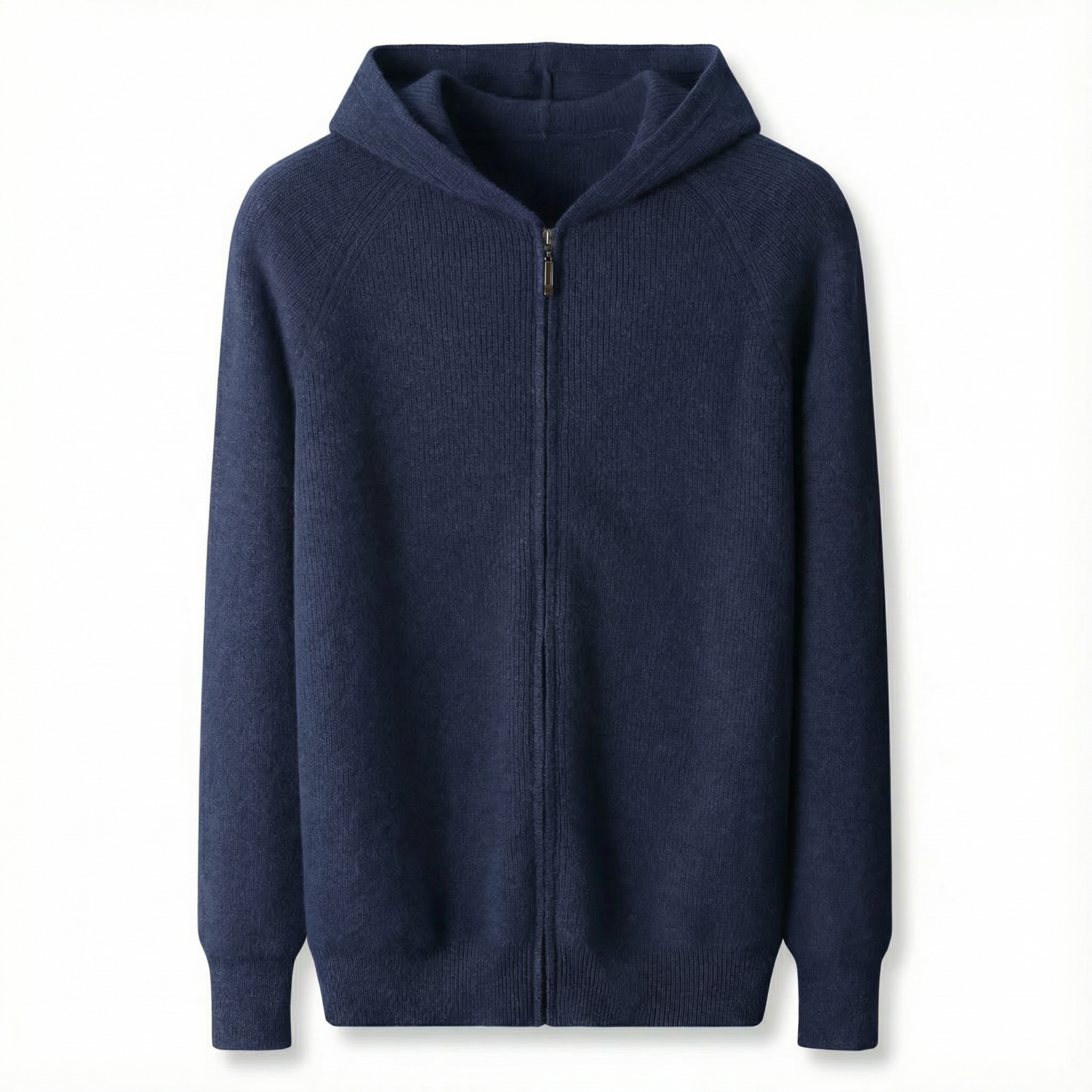 Merino Wool Zip Cardigan Navy