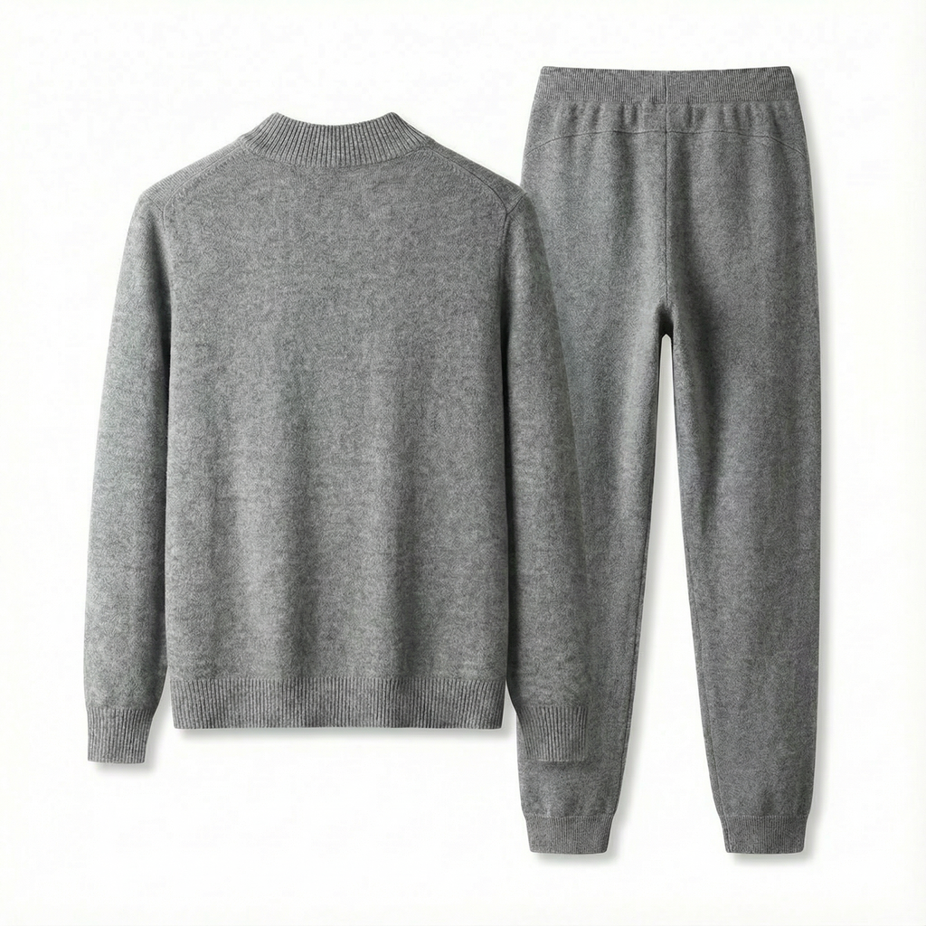 Merino Wool Knit Two-Piece Set Grey