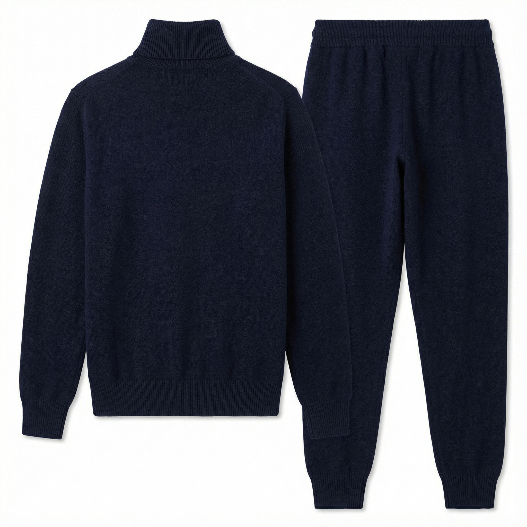 Merino Wool Knit Two-Piece Set Navy