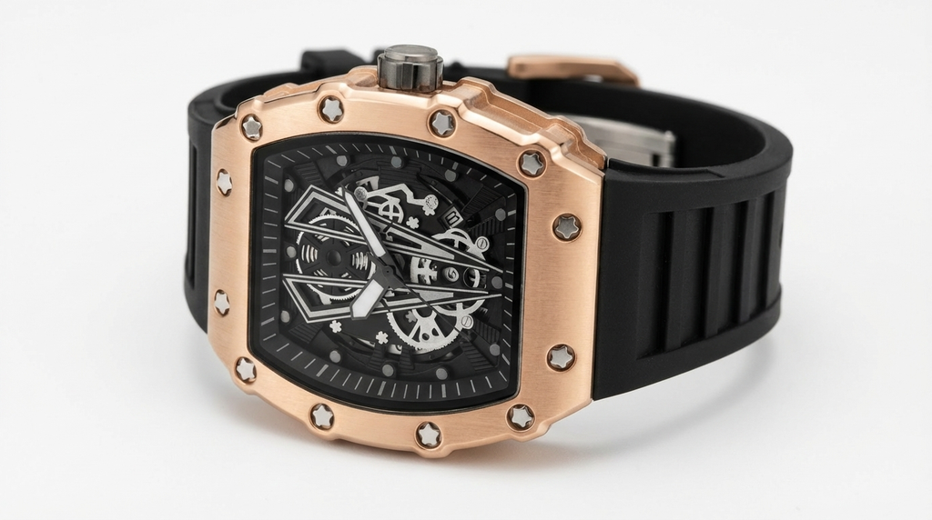 Valentier Genève Spectre S1 — Black Gold Titanium Skeleton Tonneau Chronographe