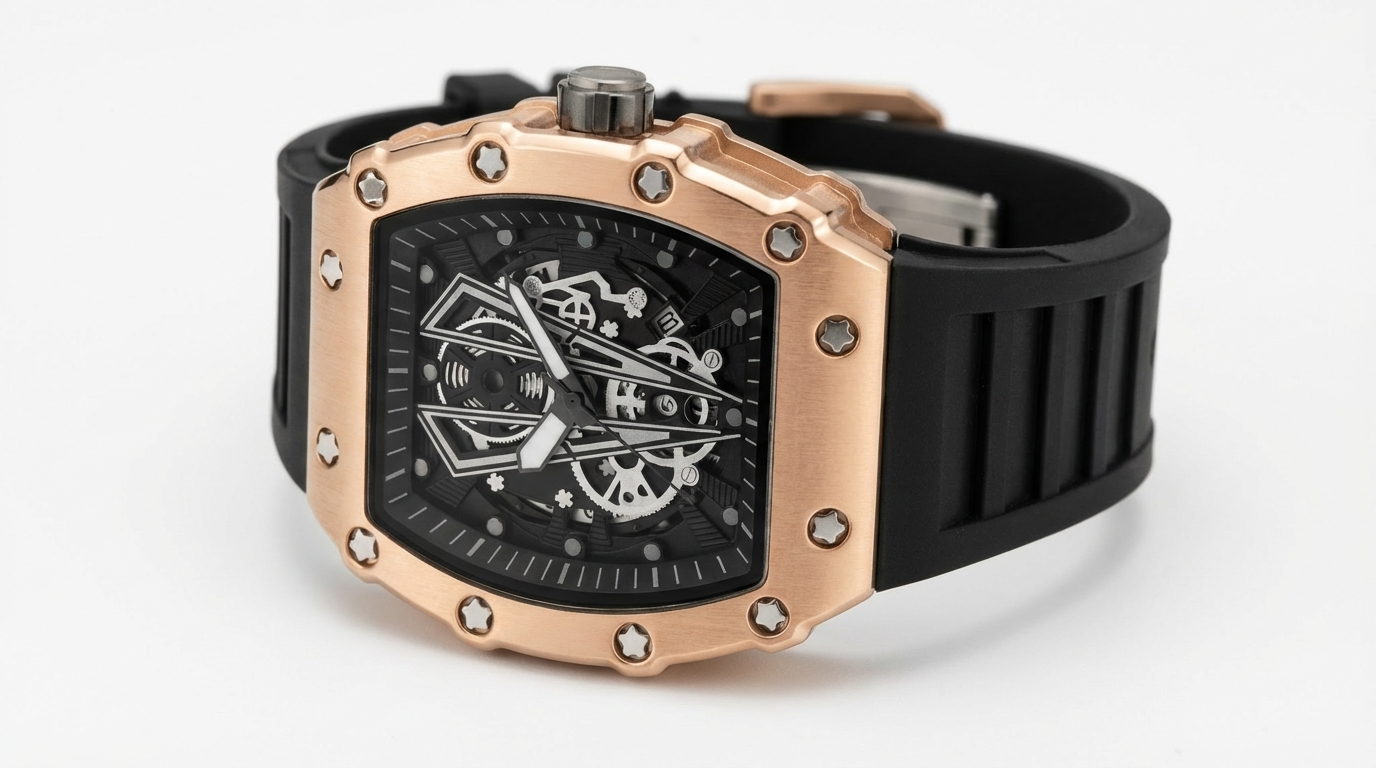 Valentier Genève Spectre S1 — Black Gold Titanium Skeleton Tonneau Chronographe
