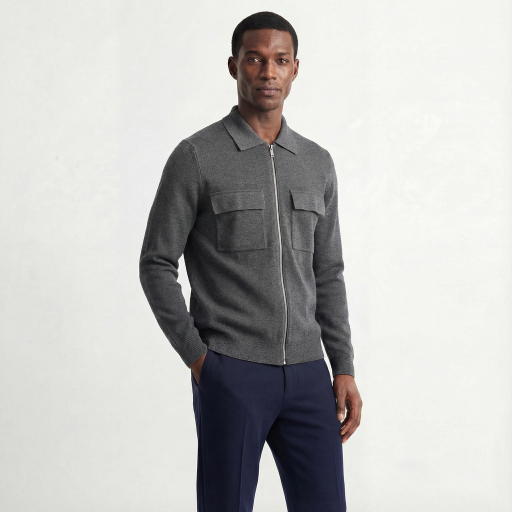 Merino Wool Zip Jacket Grey