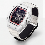 The Spectre N1 — Skeleton Super-Thin White-White, three-quarter product view with white woven strap