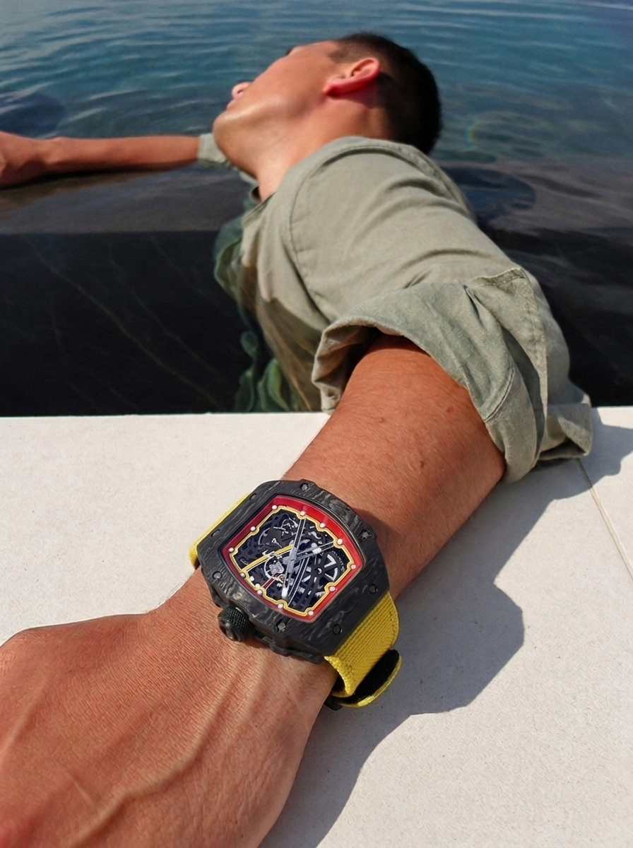The Spectre N1 Black-Yellow, lifestyle — poolside