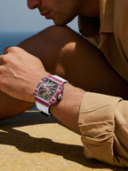 The Spectre N1 Pink-White, lifestyle — reclined on limestone