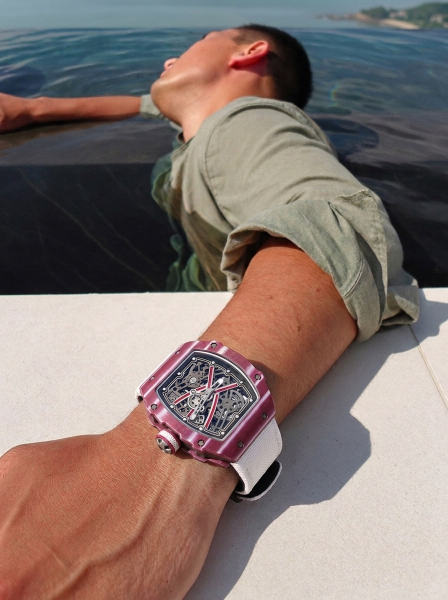 The Spectre N1 Pink-White, lifestyle — poolside