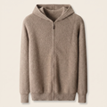 Merino Wool Zip Cardigan Beige