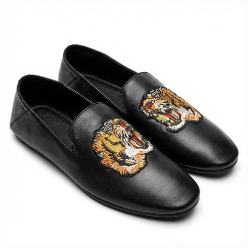 Black Leather Slippers