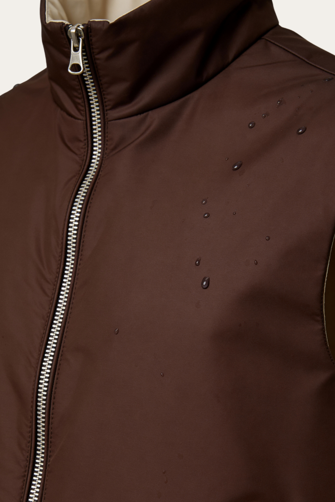 Montreux Gilet — Espresso — detail and styling view