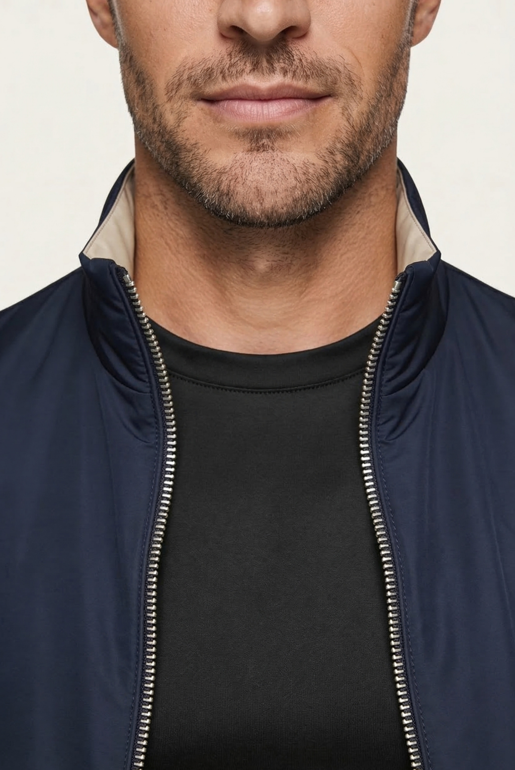 Montreux Gilet — Midnight — detail and styling view