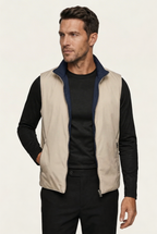 Montreux Gilet — Midnight — detail and styling view