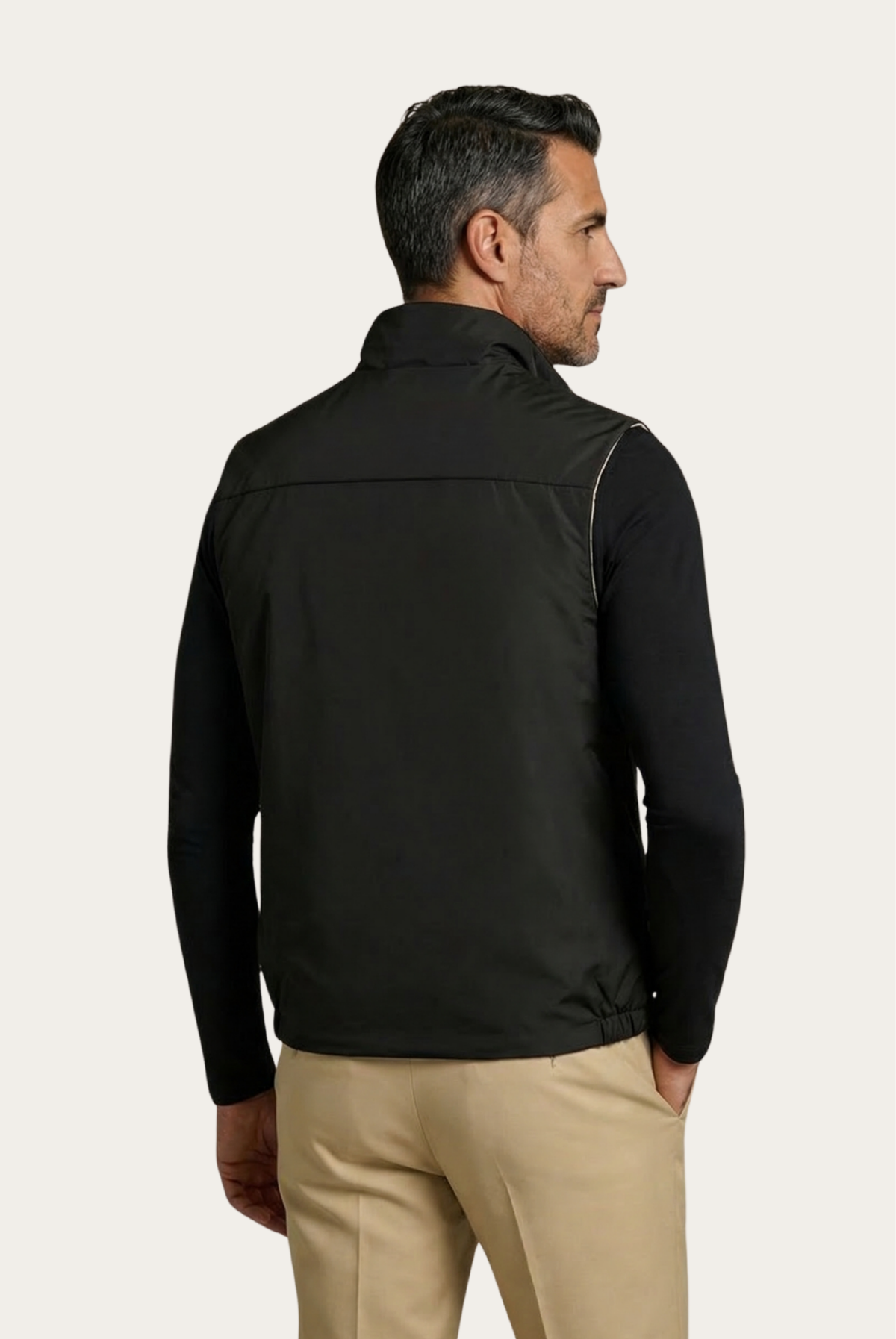 Montreux Gilet — Onyx — detail and styling view
