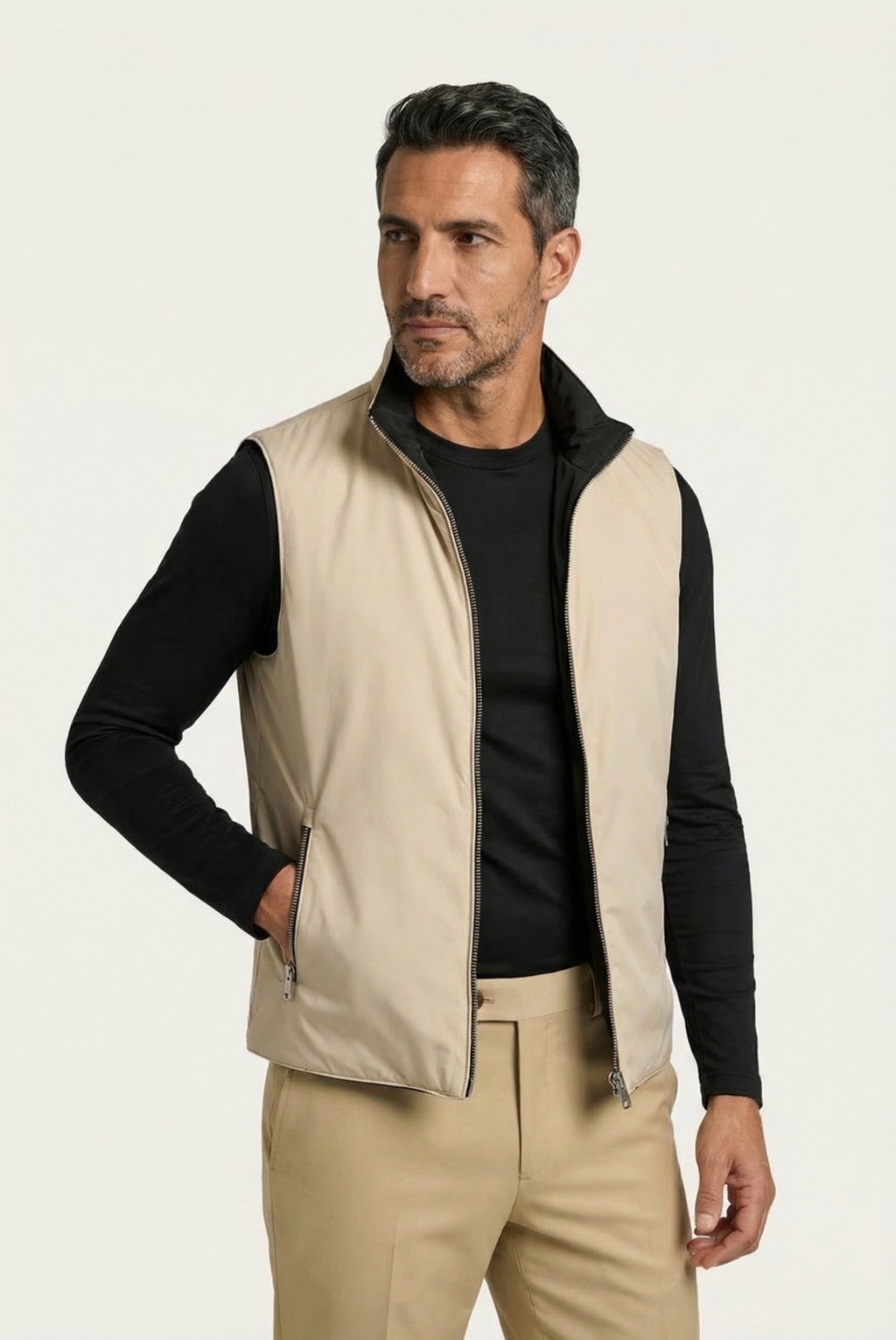 Montreux Gilet — Onyx — detail and styling view