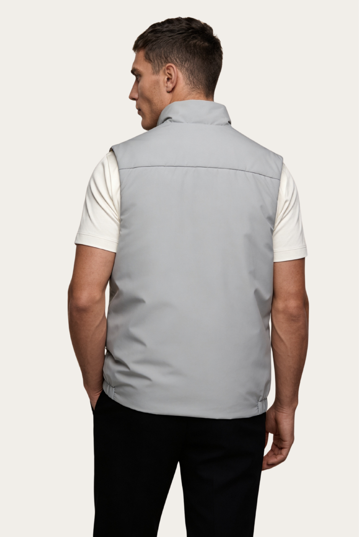 Montreux Gilet — Pearl — detail and styling view