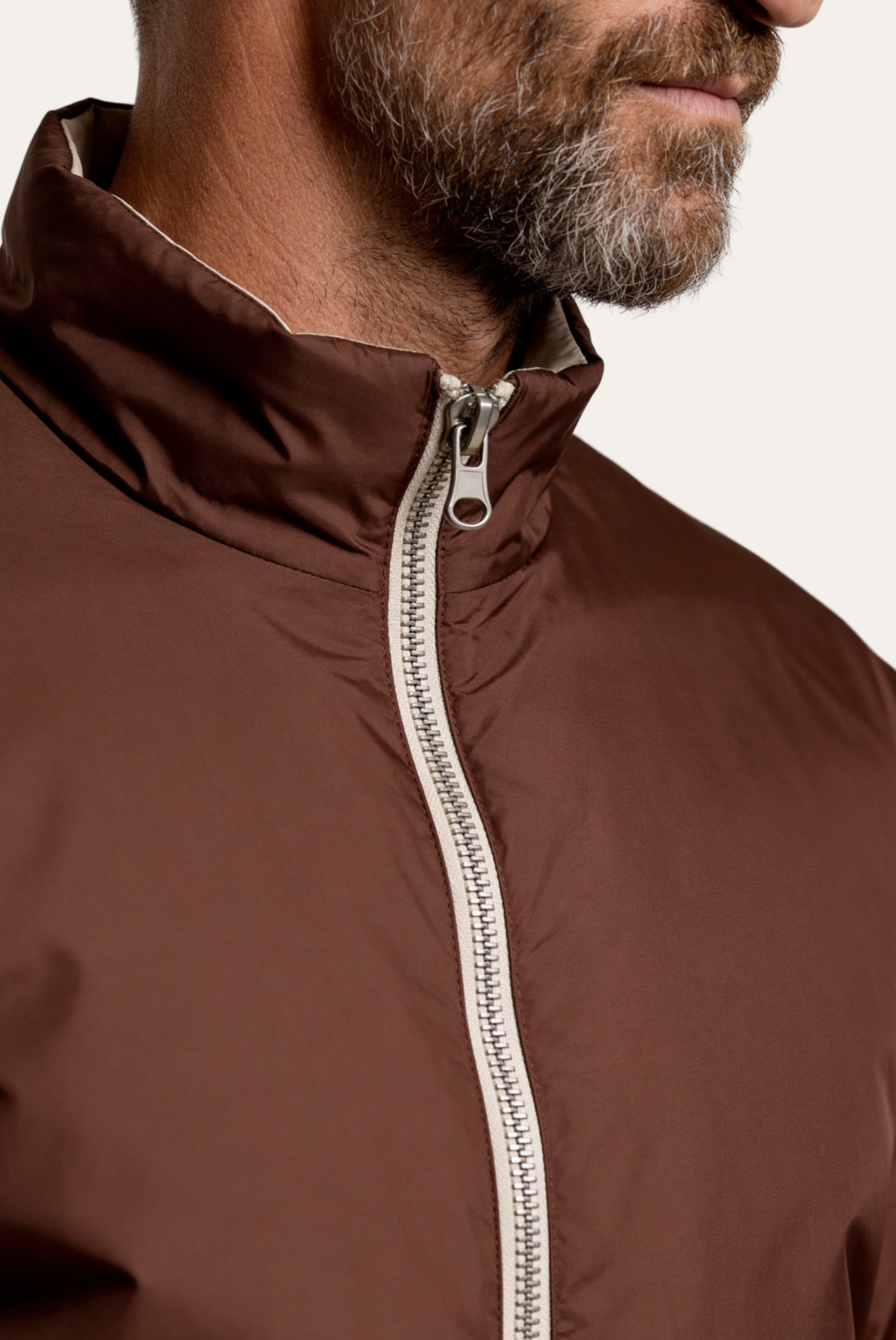 Montreux Windbreaker — Espresso — detail and styling view
