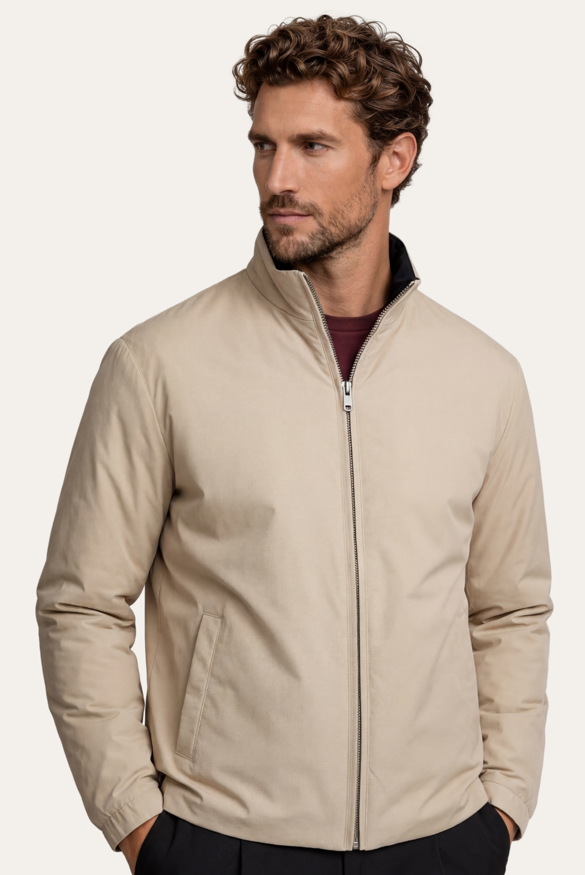 Montreux Windbreaker — Onyx — detail and styling view