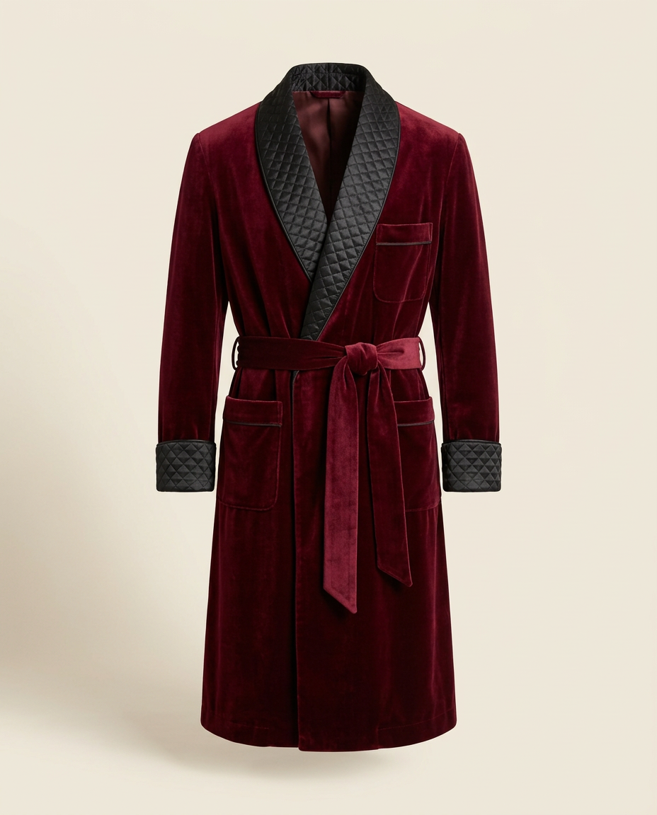 Belvédère Velvet Smoking Jacket — Burgundy, product view