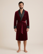 Belvédère Velvet Smoking Jacket — Burgundy, studio view