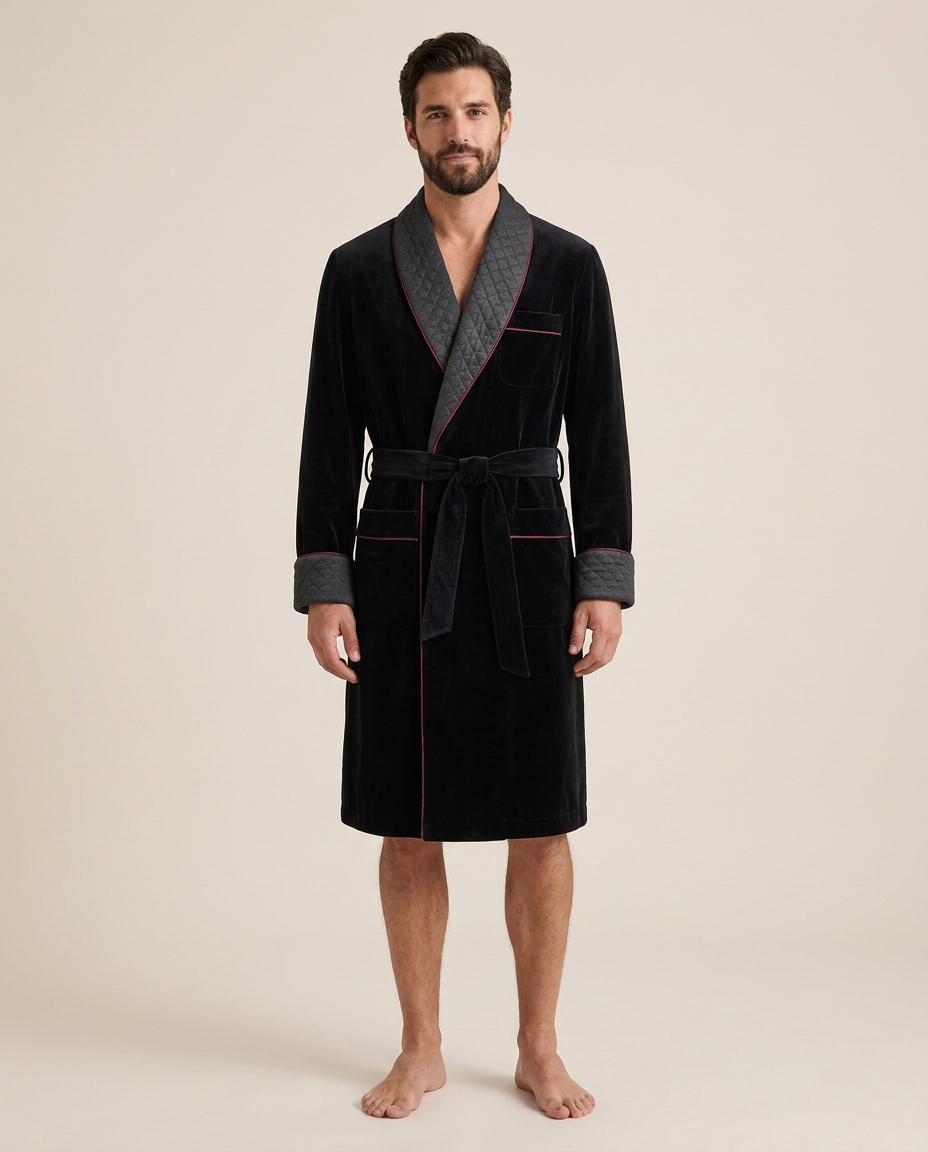 Belvédère Velvet Smoking Jacket — Onyx, studio view