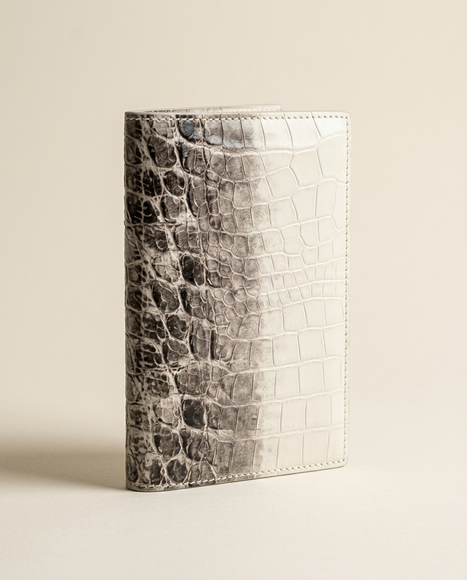 Himalayan Leather Passport Holder — Ivory, product view