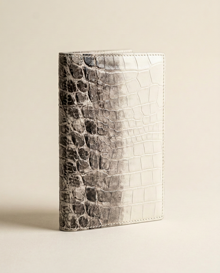Himalayan Leather Passport Holder — Ivory, studio view