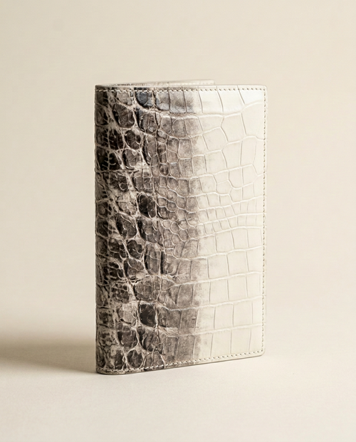 Himalayan Leather Passport Holder — Ivory, studio view