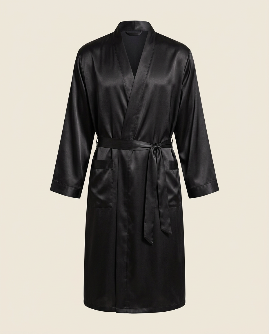 Nocturne Satin Robe — Onyx, product view