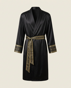 Orient Satin Robe — Onyx & Gold, product view