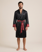 Orient Satin Robe — Onyx & Ruby, studio view