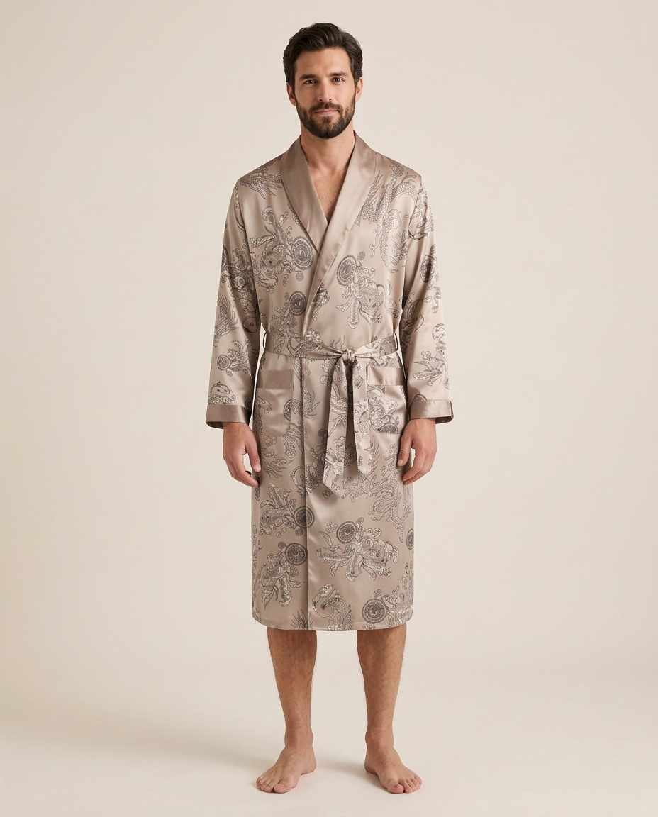 Palais Satin Robe — Champagne, studio view