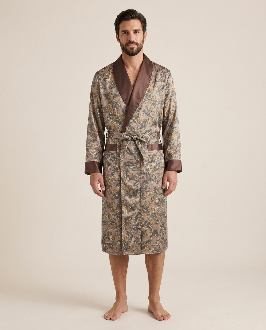Palais Satin Robe — Mocha, studio view