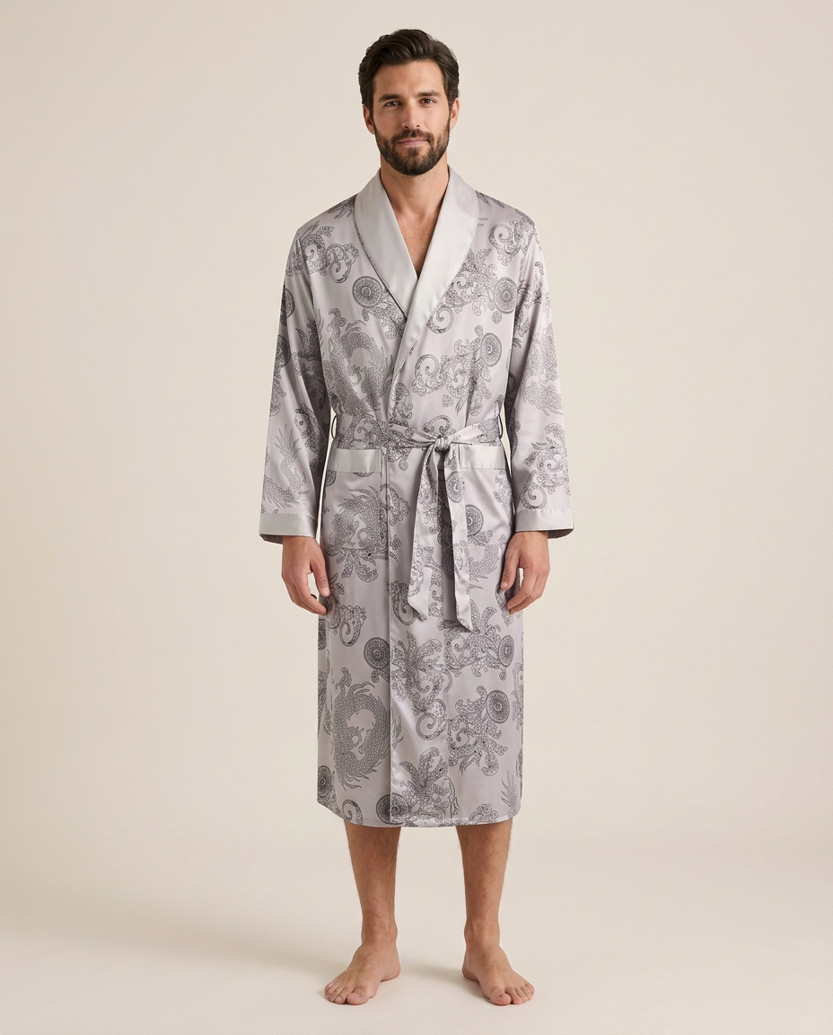 Palais Satin Robe — Silver, studio view