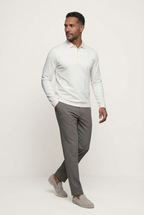 Velario Long-Sleeve Polo — White — detail and styling view